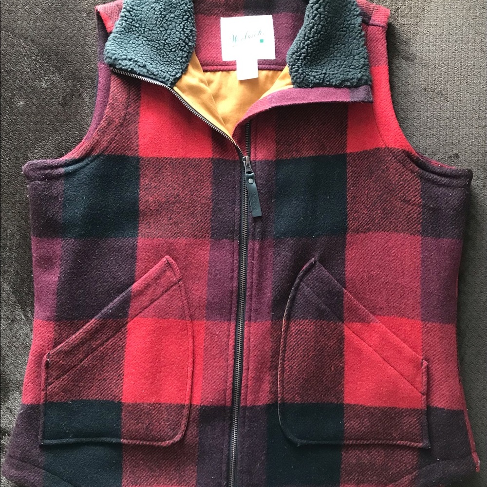 Woolrich Giant Buffalo Plaid Wool Vest II Size L